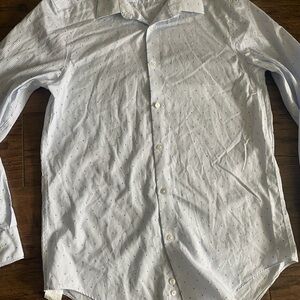 Calvin Klein Performance Blue and White Casual Button Down Shirt